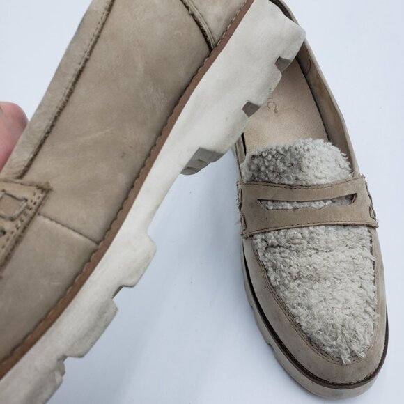 Vionic Cheryl Platform Penny Loafer Flats 9.5 Womens Shearling Slip On Tan - Picture 12 of 15